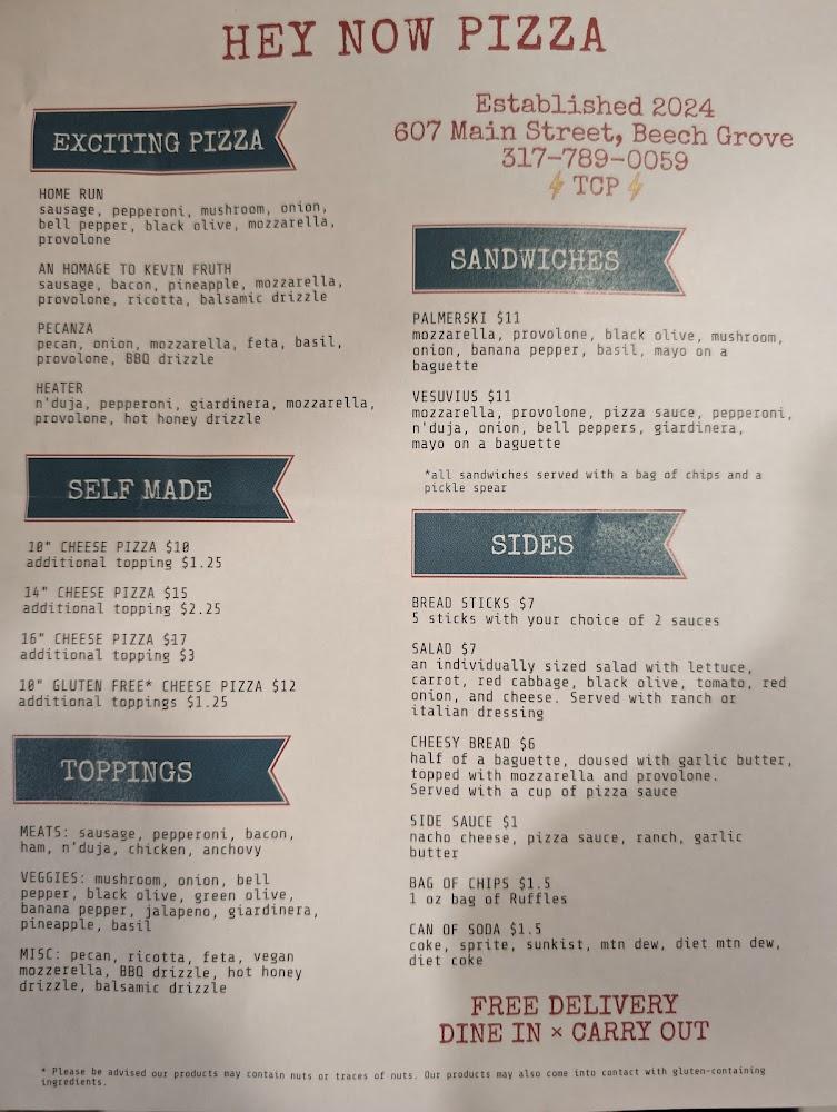 Hey Now Pizza Menu image 2